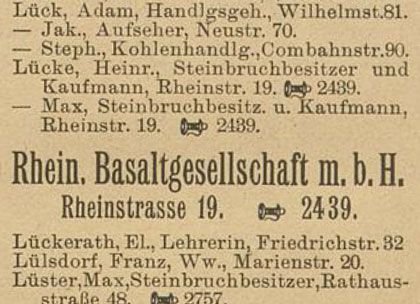 Bonner Adressbuch 1924 - Heinrich und Max Lücke