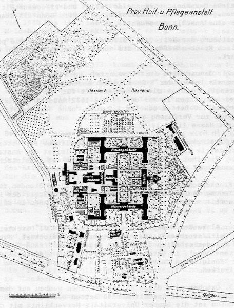 Lageplan Provinzial-Heil- und Pflegeanstalt Bonn 1928